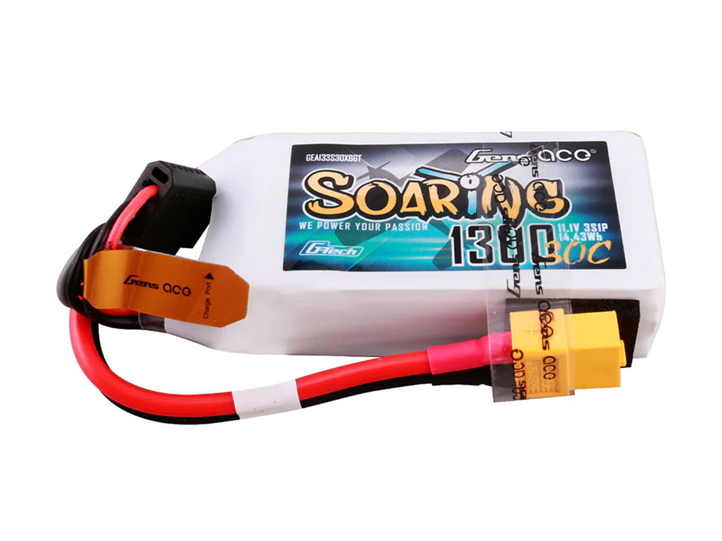 Gens Ace Li-Po G-Tech 3S 11.1V 1300mAh 60C Soaring with XT60 GT3S1300-60X6