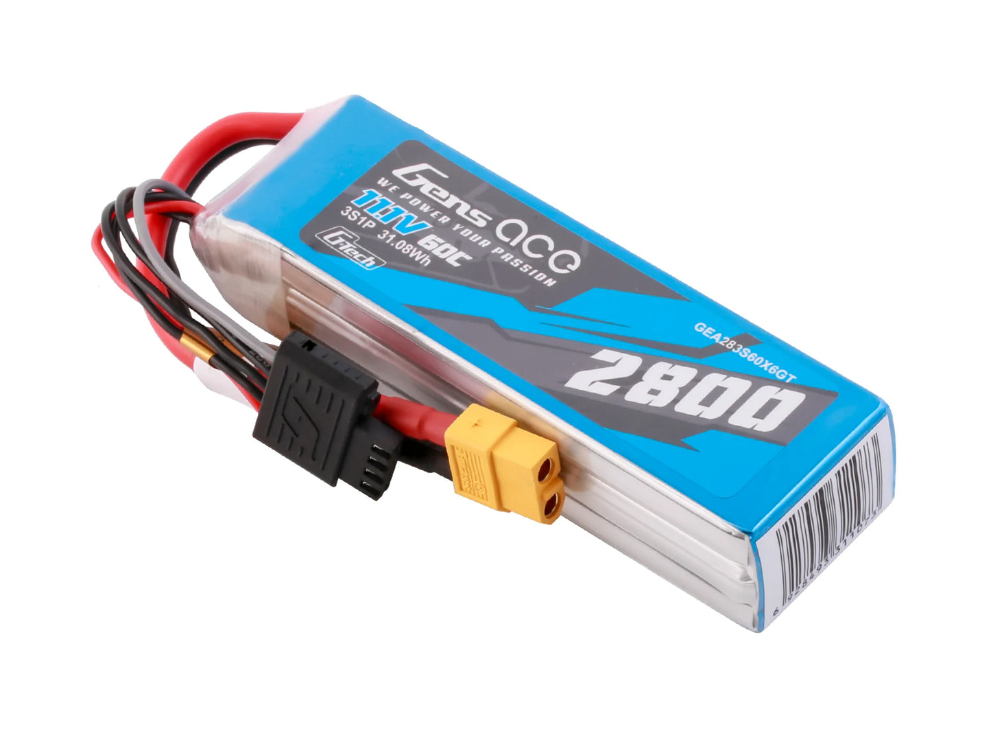 Gens Ace Li-Po G-Tech 3S 11.1V 2800mAh 60C with XT60 GT3S2800-60X6