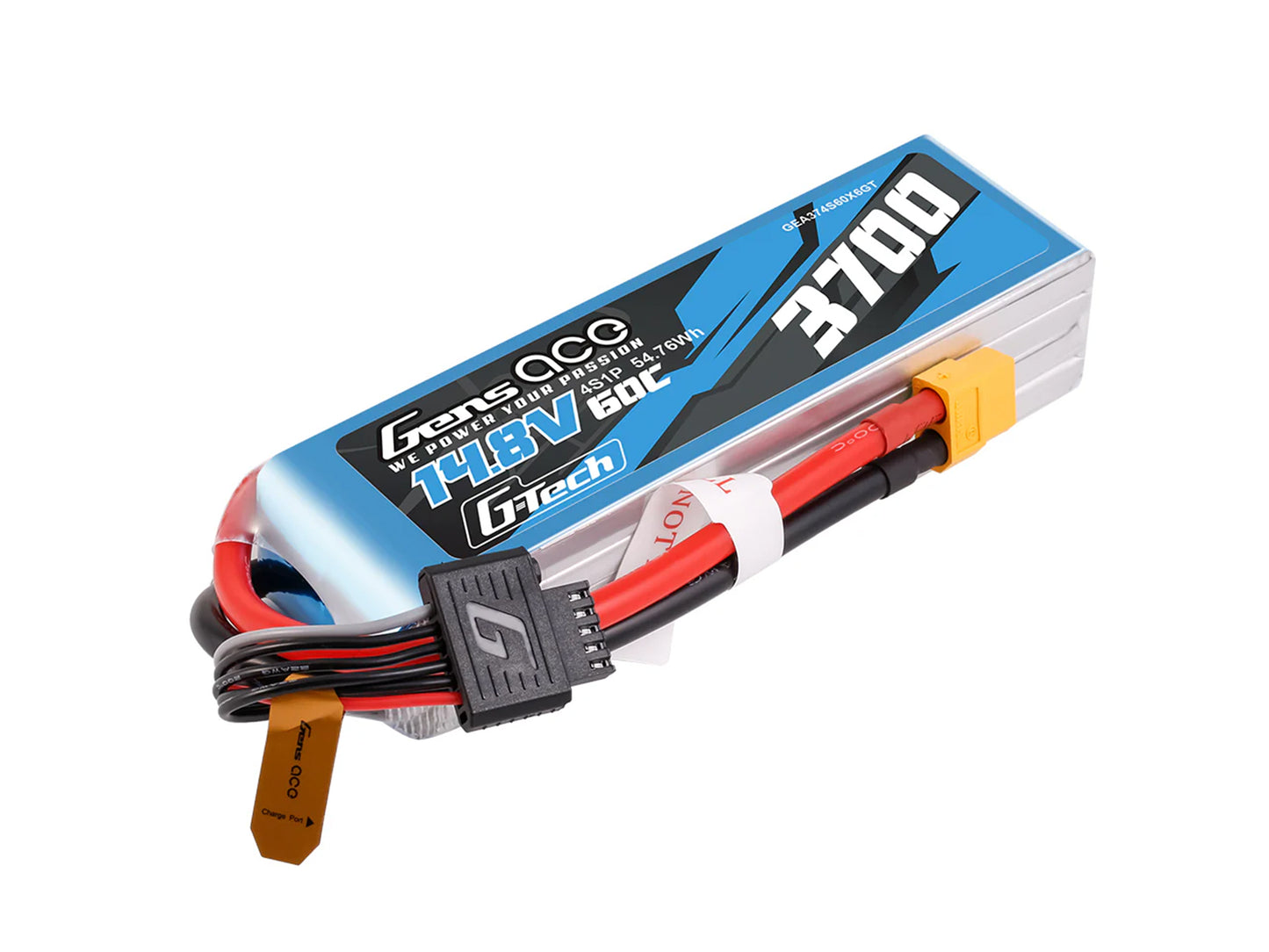 Gens Ace Li-Po G-Tech 4S 14.8V 3700mAh 60C with XT60 GT4S3700-60X6