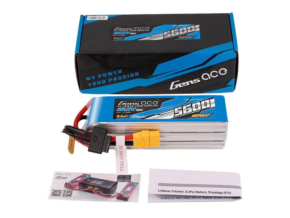 Gens Ace Li-Po G-Tech SPORT HV 6S 22.2V 5600mAh 80C with XT90 GT6H5600-80X9S