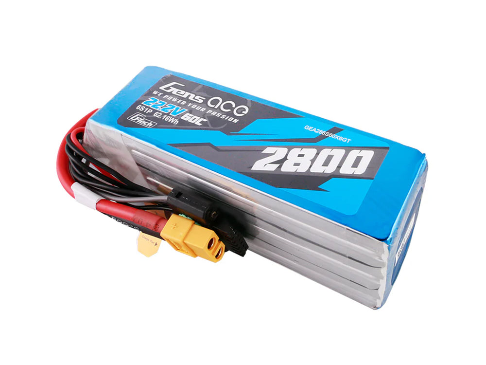 Gens Ace Li-Po G-Tech 6S 22.2V 2800mAh 60C with XT60 GT6S2800-60X6
