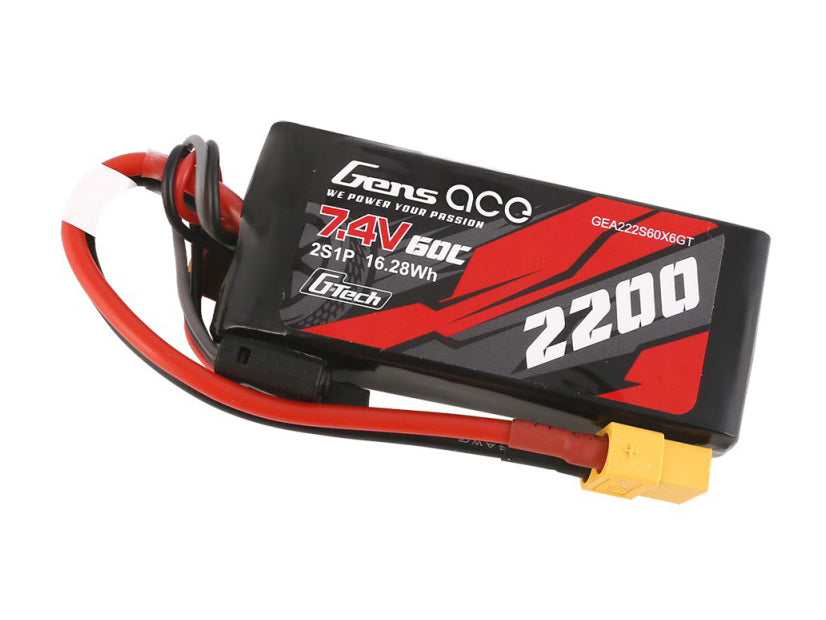 Gens Ace Li-Po Car G-Tech 2S 7.4V 2200mah 60C with XT60 GTC2S2200-60X6
