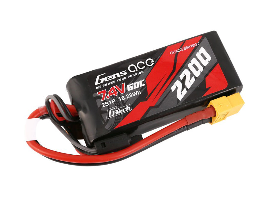 Gens Ace Li-Po Car G-Tech 2S 7.4V 2200mah 60C with XT60 GTC2S2200-60X6