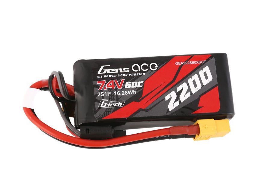 Gens Ace Li-Po Car G-Tech 2S 7.4V 2200mah 60C with XT60 GTC2S2200-60X6