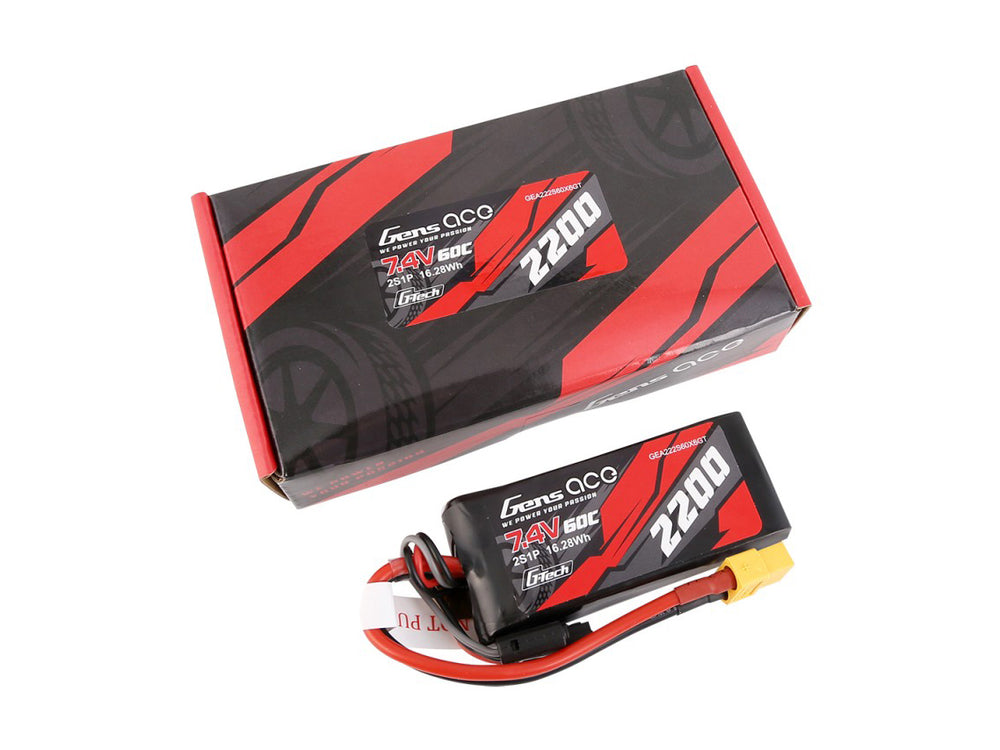Gens Ace Li-Po Car G-Tech 2S 7.4V 2200mah 60C with XT60 GTC2S2200-60X6