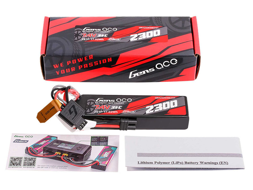 Gens Ace Li-Po G-Tech 2S Car 7.4V 2300mAh 35C with EC2 (GROM) GTC2S2300-35E2