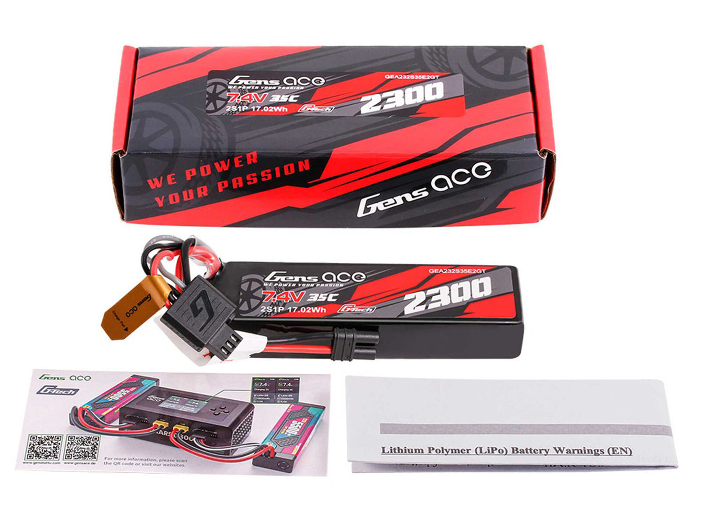 Gens Ace Li-Po G-Tech 2S Car 7.4V 2300mAh 35C with EC2 (GROM) GTC2S2300-35E2