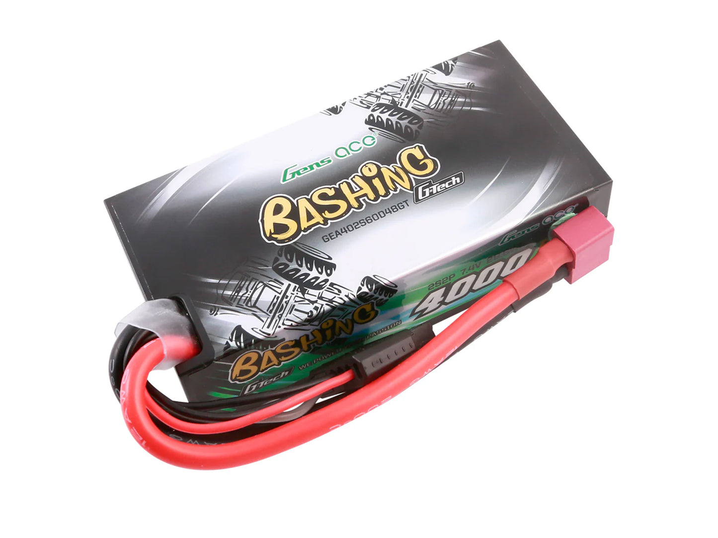 Gens Ace Li-Po G-Tech Car Hard 2S2P 7.4V 4000mAh 60C Shor T-Type GTC2S2P4000-60T