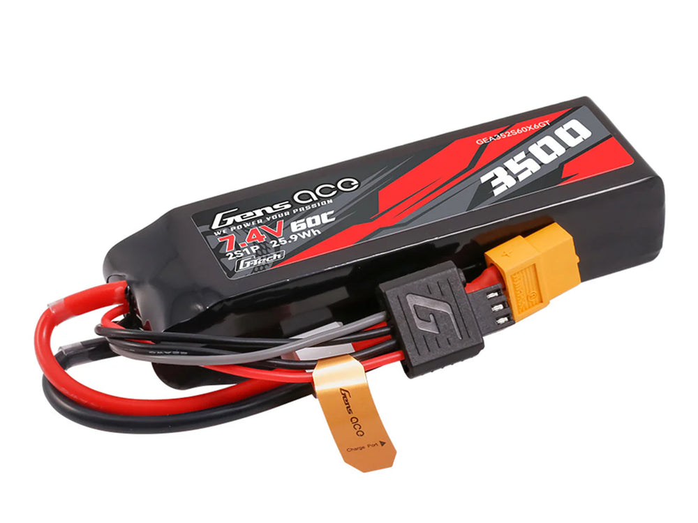 Gens Ace Li-Po G-Tech 2S Car 7.4V 3500mAh 60C with XT60 Mini Maxx GTC2S3500-60X6
