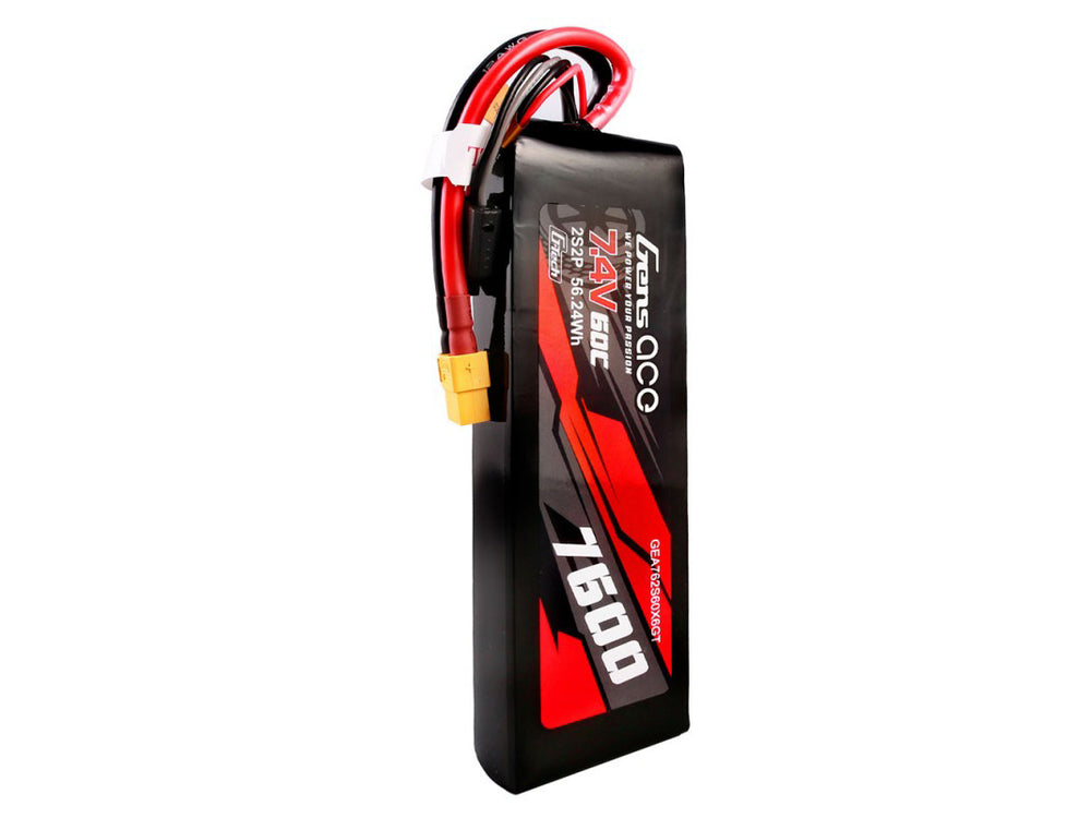 Gens Ace Li-Po G-Tech Car 2S 7.4V 7600mah 60C with XT60 GTC2S7600-60X6