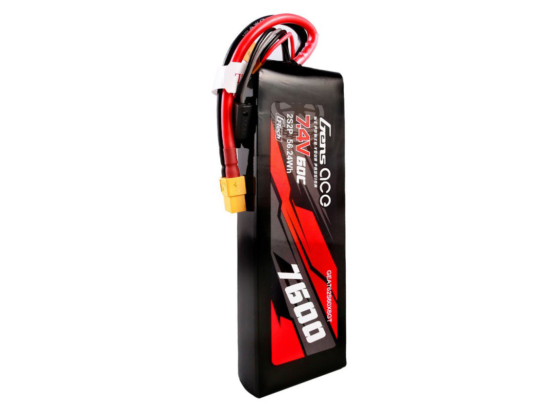 Gens Ace Li-Po G-Tech Car 2S 7.4V 7600mah 60C with XT60 GTC2S7600-60X6