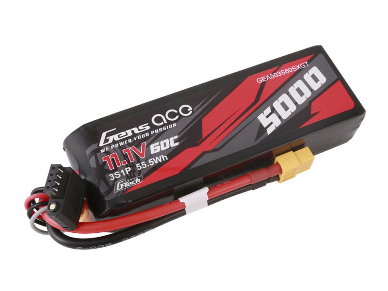 Gens Ace Li-Po Car G-Tech 3S 11.1V 5000mAh 60C with XT60 GTC3S5000S-60X6