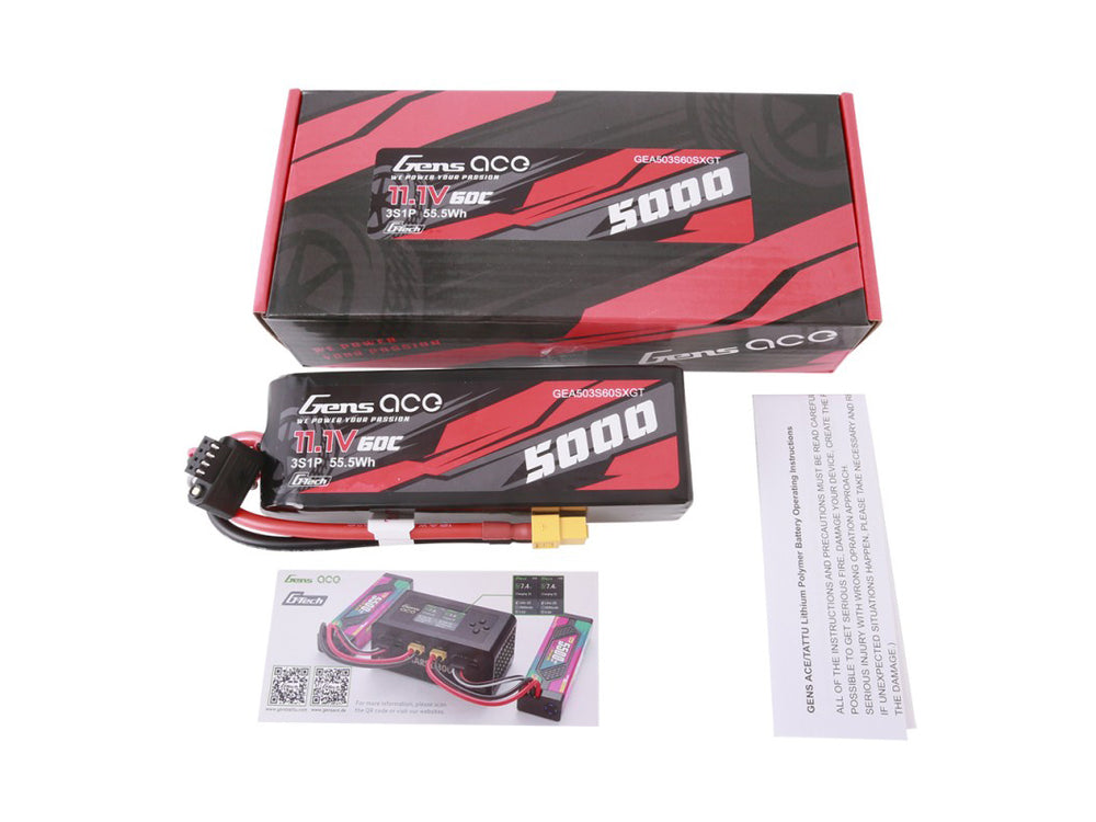 Gens Ace Li-Po Car G-Tech 3S 11.1V 5000mAh 60C with XT60 GTC3S5000S-60X6