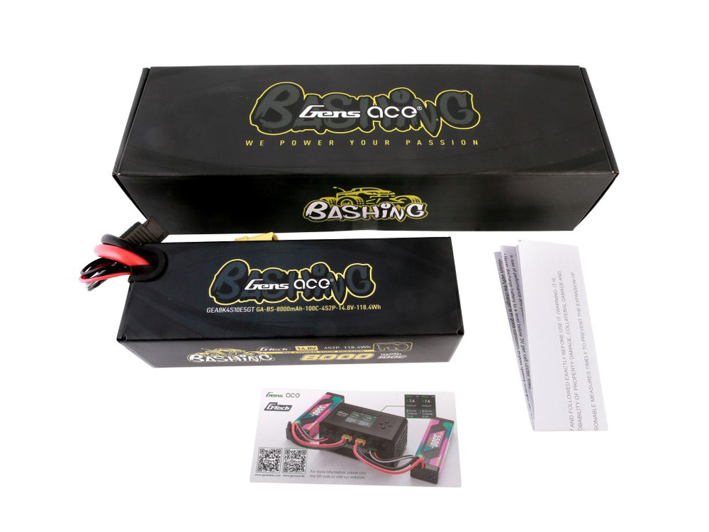 Gens Ace Li-Po Car G-Tech 4S2P 14.8V 8000mAh 100C Bashing w/EC5 GTC4S8000-100E5