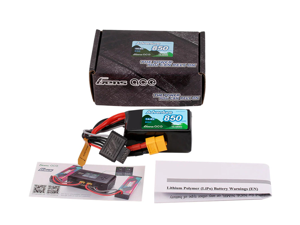 Gens Ace Li-Po Car G-Tech 4S 14.8V 850mAh 60C Crawling with XT60 GTC4S850-60X6