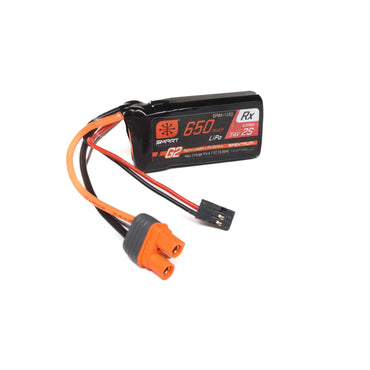 Spektrum 7.4V 650mAh 2S 15C Smart G2 Receiver LiPo Battery: IC3 SPMX-1052