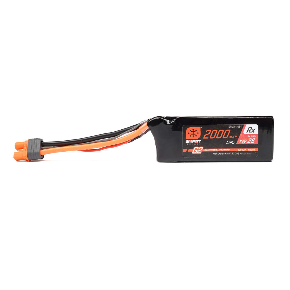Spektrum 7.4V 2000mAh 2S 15C Smart G2 Receiver LiPo Battery: IC3 SPMX-1054