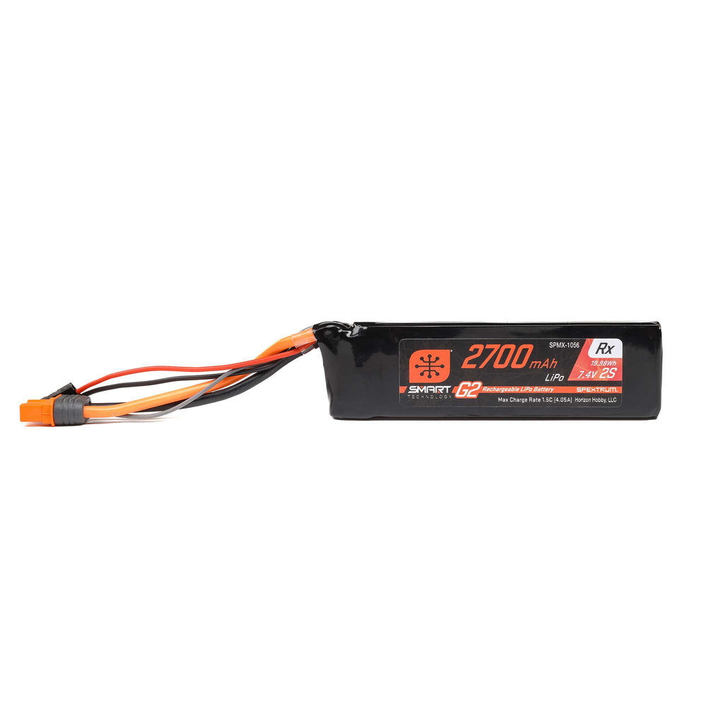 Spektrum 7.4V 2700mAh 2S 15C Smart G2 Receiver LiPo Battery: IC3 SPMX-1056