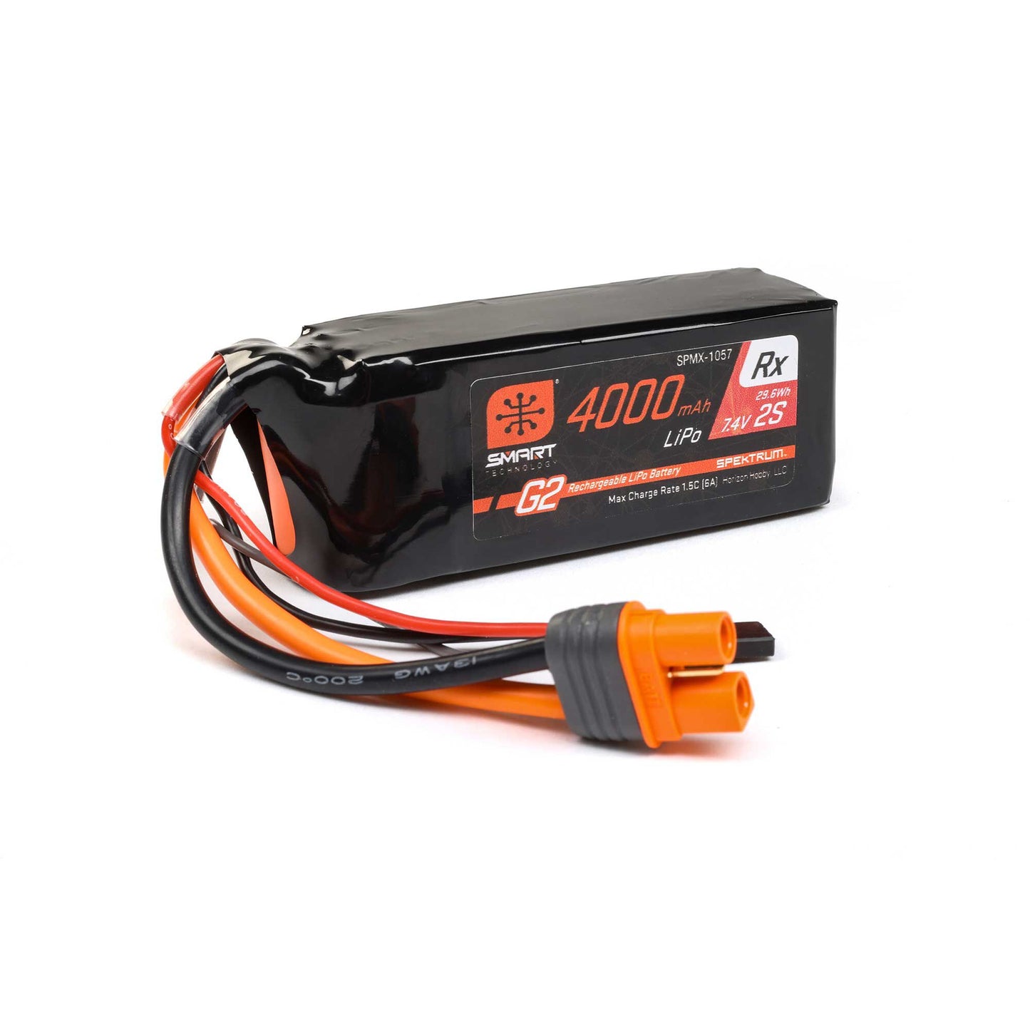 Spektrum 7.4V 4000mAh 2S 15C Smart G2 Receiver LiPo Battery: IC3 SPMX-1057