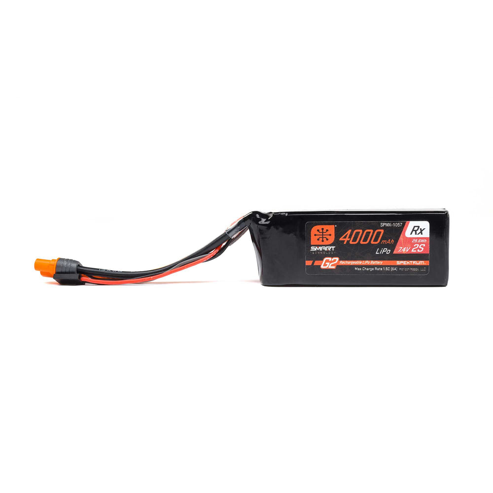 Spektrum 7.4V 4000mAh 2S 15C Smart G2 Receiver LiPo Battery: IC3 SPMX-1057
