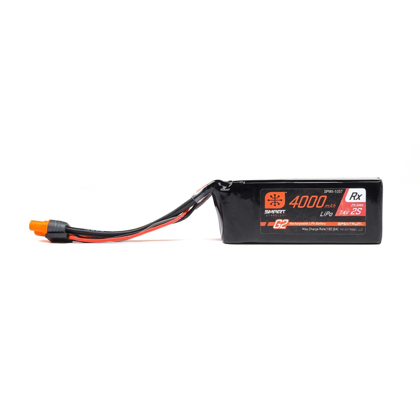 Spektrum 7.4V 4000mAh 2S 15C Smart G2 Receiver LiPo Battery: IC3 SPMX-1057