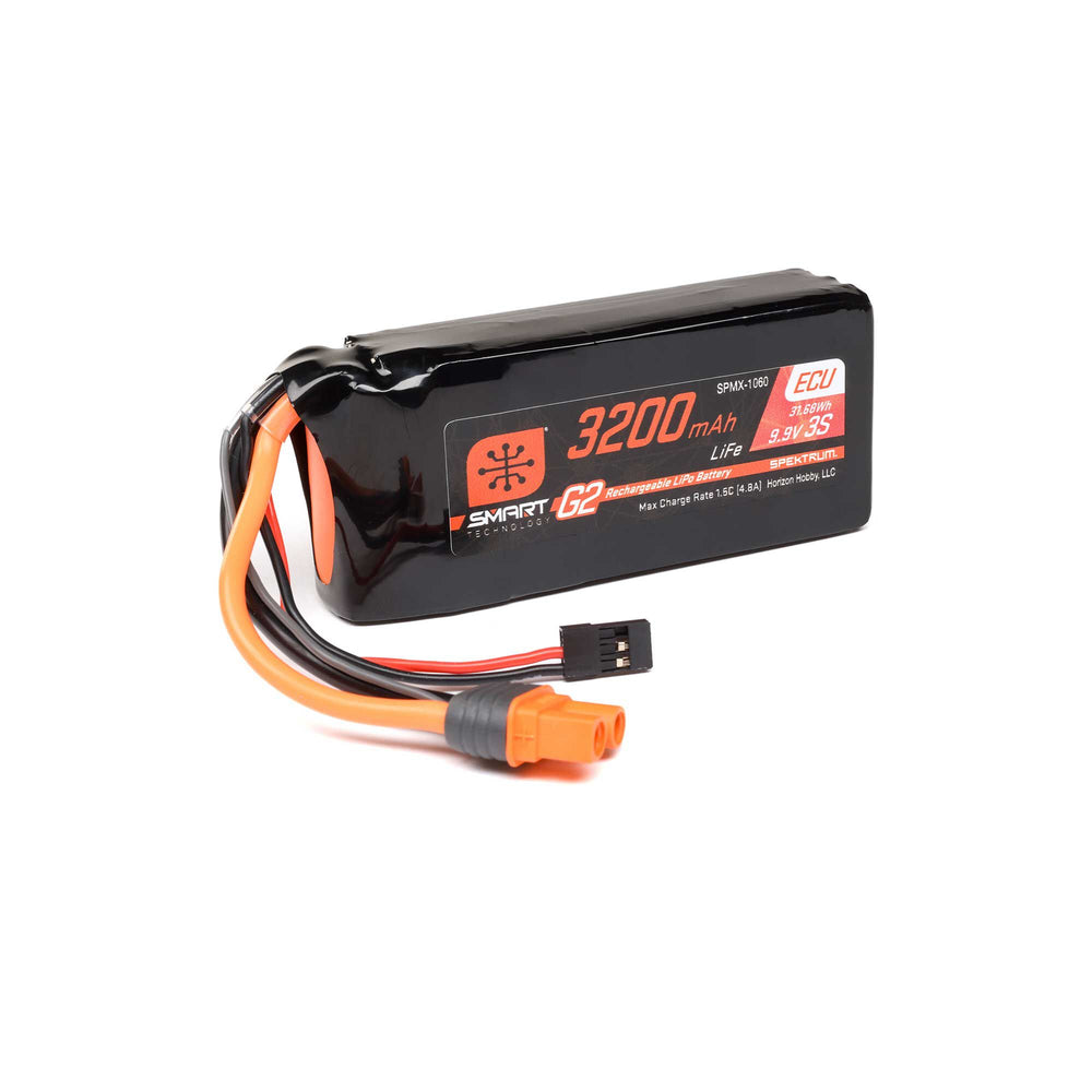 Spektrum 9.9V 3200mAh 3S 10C Smart G2 ECU LiFe Battery: IC3 SPMX-1060