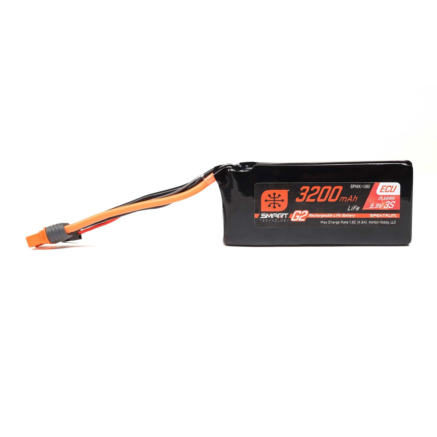 Spektrum 9.9V 3200mAh 3S 10C Smart G2 ECU LiFe Battery: IC3 SPMX-1060