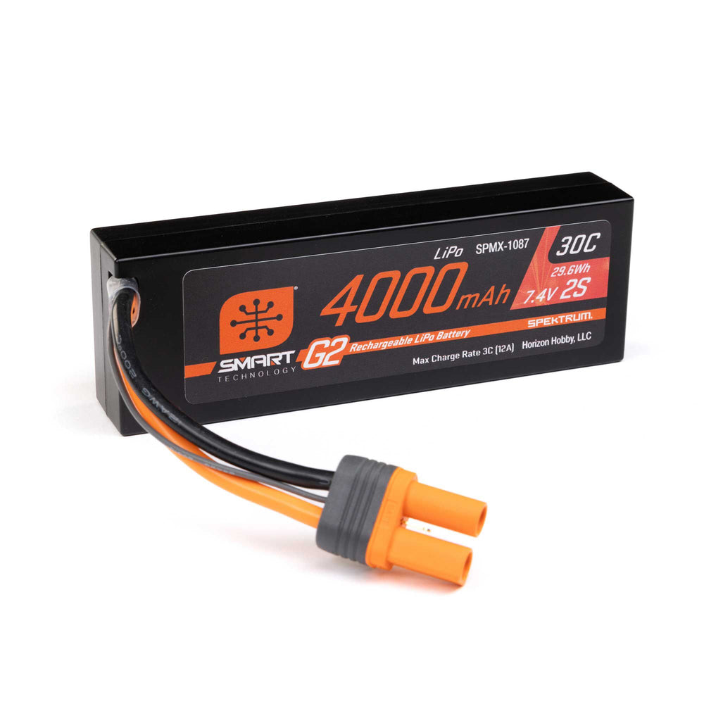 Spektrum 7.4V 4000mAh 2S 30C Smart G2 Hardcase LiPo Battery: IC5 SPMX-1087