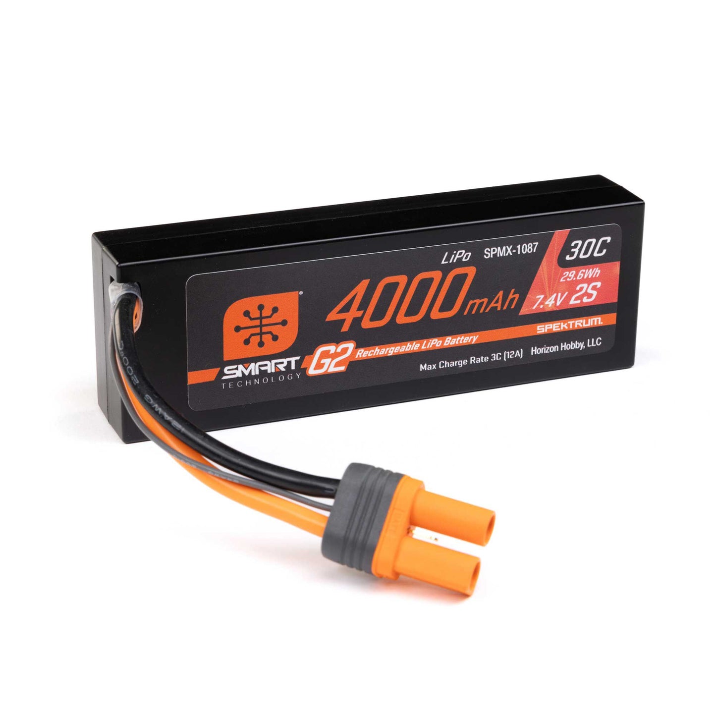 Spektrum 7.4V 4000mAh 2S 30C Smart G2 Hardcase LiPo Battery: IC5 SPMX-1087