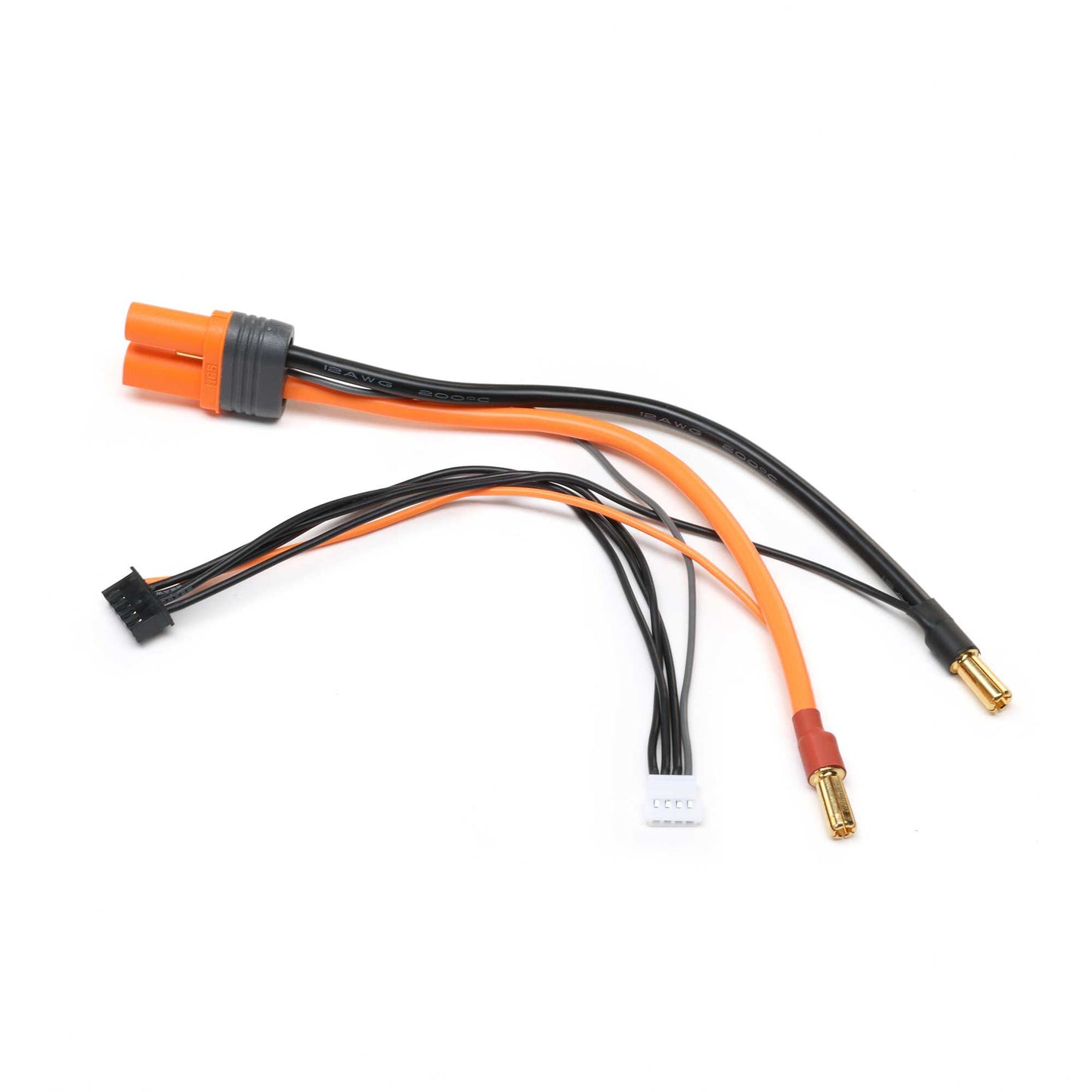 Spektrum Adapter: IC5 Battery / 5mm Male Bullets with 6" wire: 2S/4S SPMXCA515