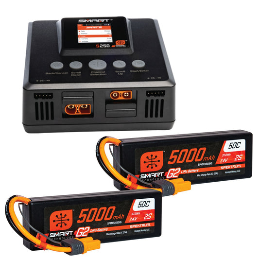Spektrum Smart Powerstage 4S Surface Bundle:(2) G2 5000mAh 2S LiPo I SPMXPSS500I