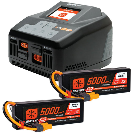 Spektrum Smart Powerstage 4S Surface Bundle:(2) G2 5000mAh 2S LiPo I SPMXPSS550I