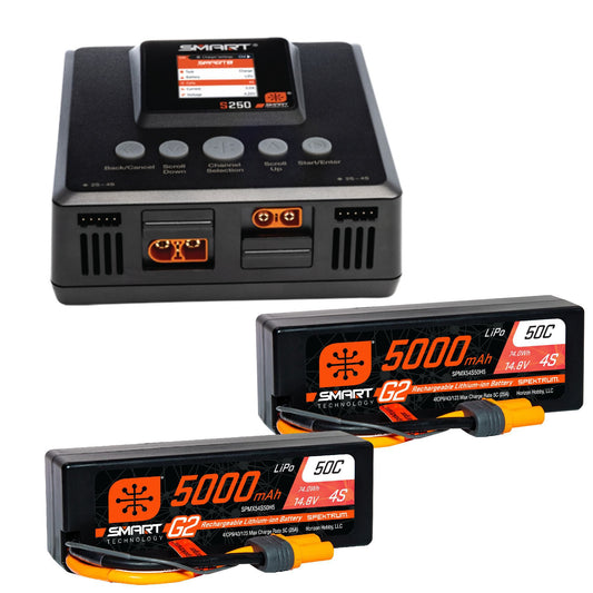 Spektrum Smart Powerstage 8S Surface Bundle:(2) G2 5000mAh 4S LiPo I SPMXPSS800I