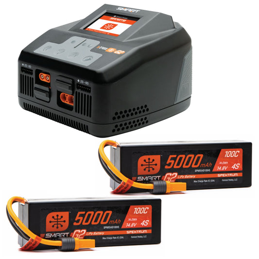 Spektrum Smart Powerstage 8S Surface Bundle:(2) G2 5000mAh 4S LiPo I SPMXPSS850I