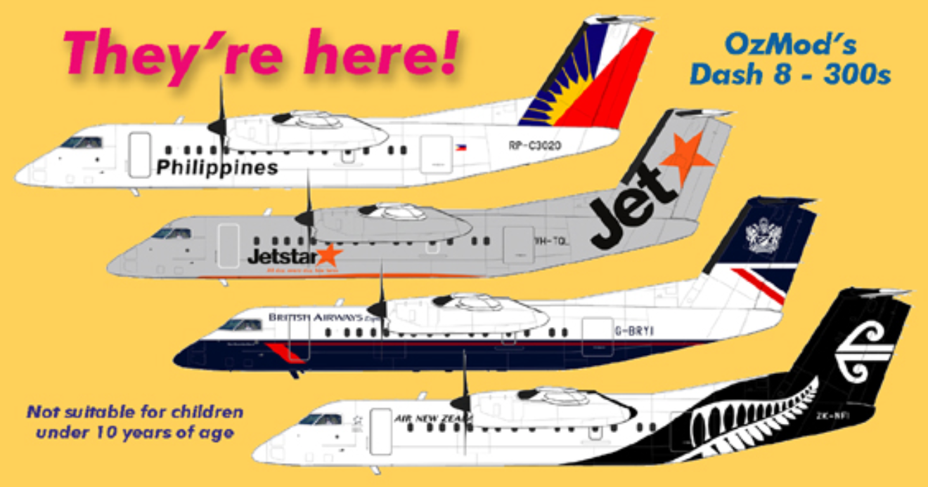 OzMods OMKIT14424 1:144 Bombardier Dash 8 300 Air New Zealand with resin parts