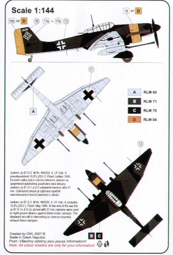 Owl OWL44002 1:144 Junkers at Night