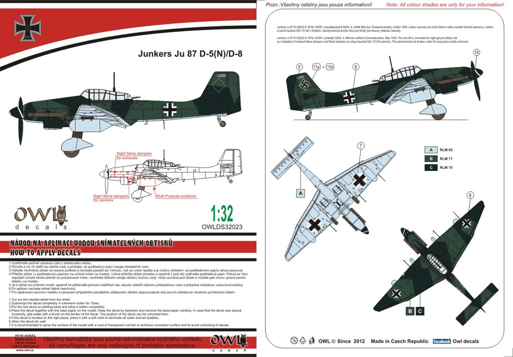 Owl OWLDS32023 1:32 Junkers Ju-87D-5
