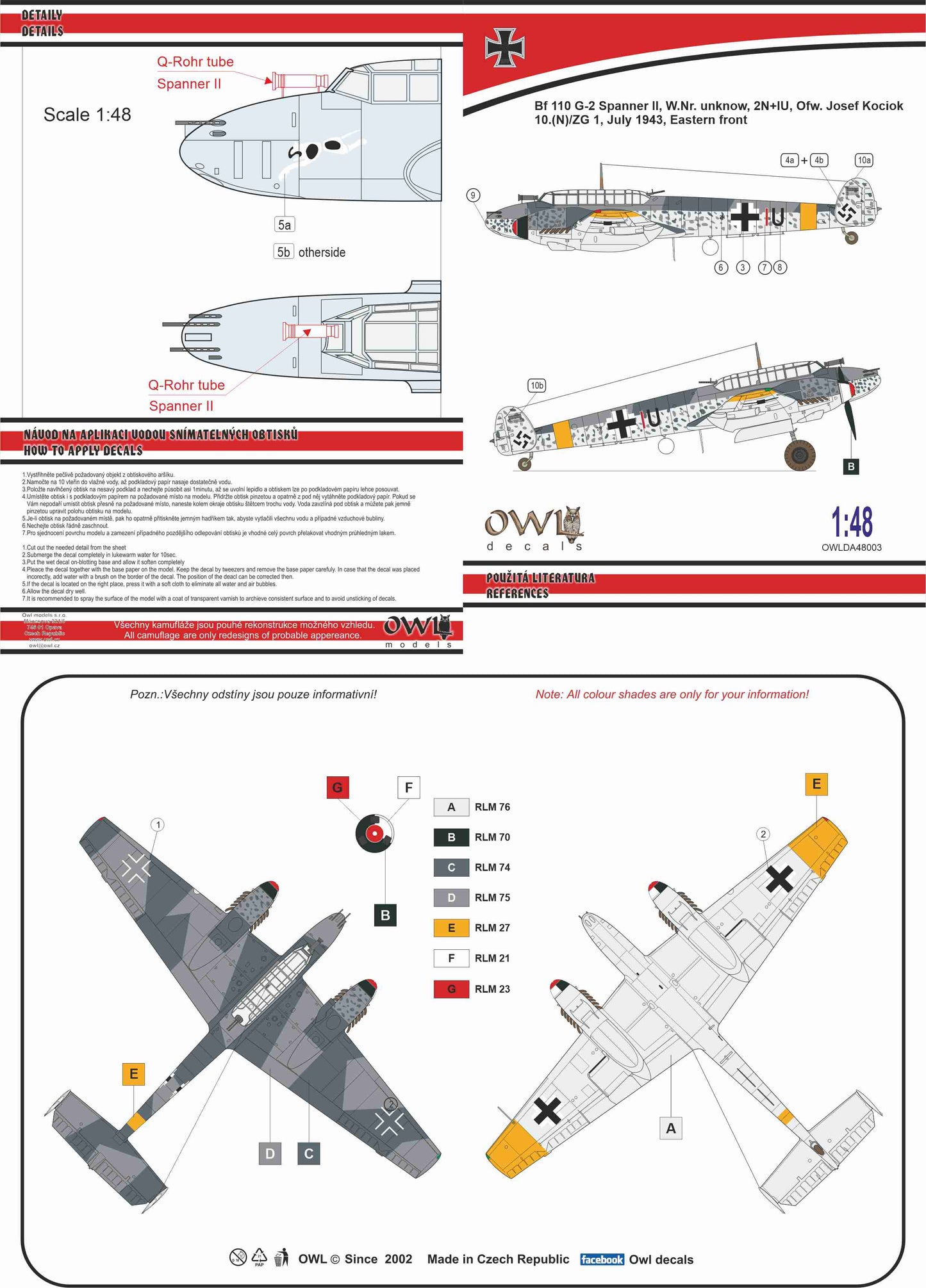 Owl OWLDA48003 1:48 Messerschmitt Bf-110G-2