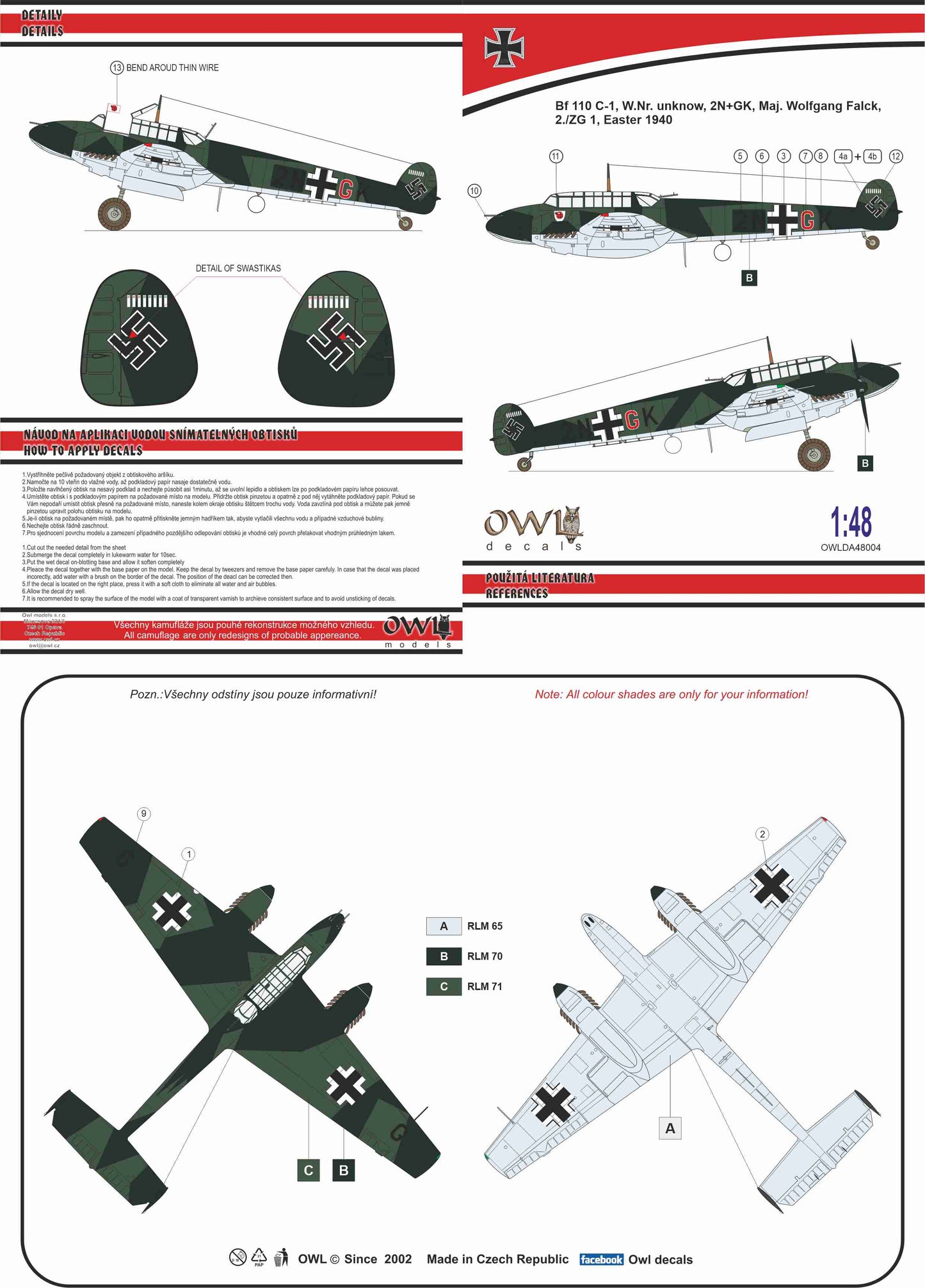 Owl OWLDA48004 1:48 Messerschmitt Bf-110C