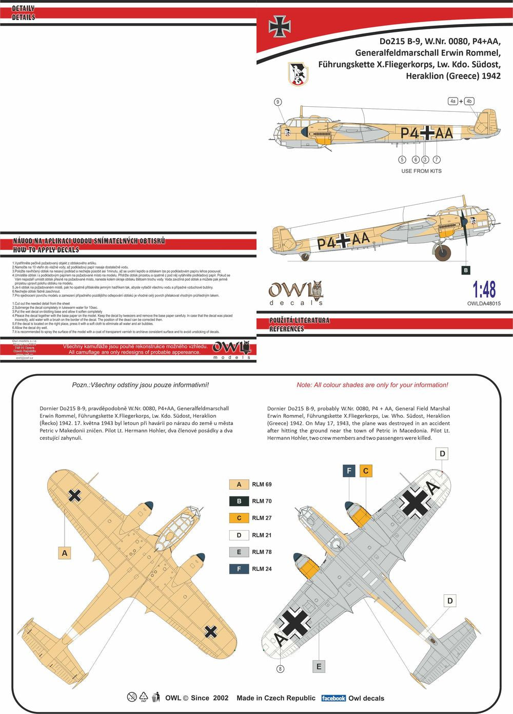 Owl OWLDA48015 1:48 Dornier Do-215B-9