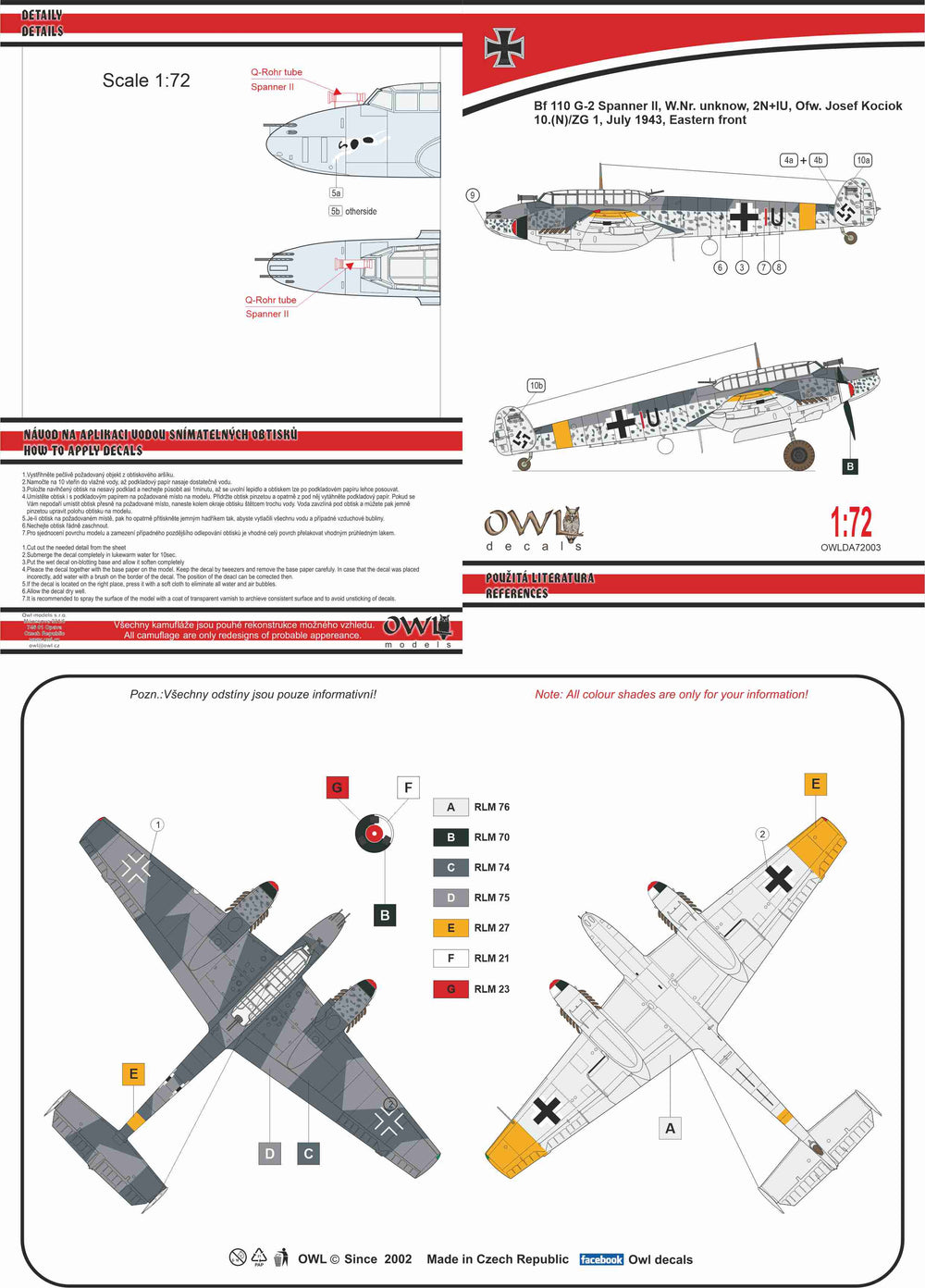 Owl OWLDA72003 1:72 Messerschmitt Bf-110G-2