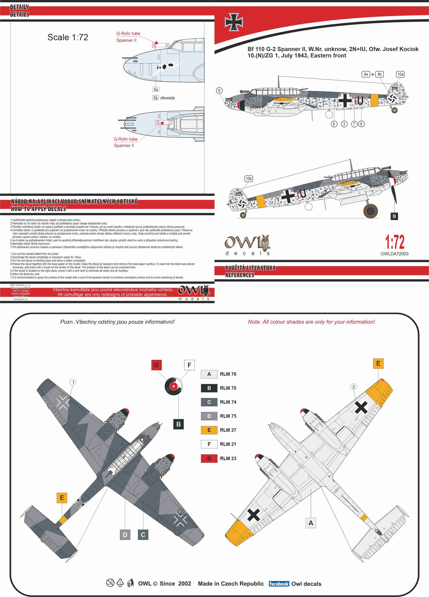 Owl OWLDA72003 1:72 Messerschmitt Bf-110G-2