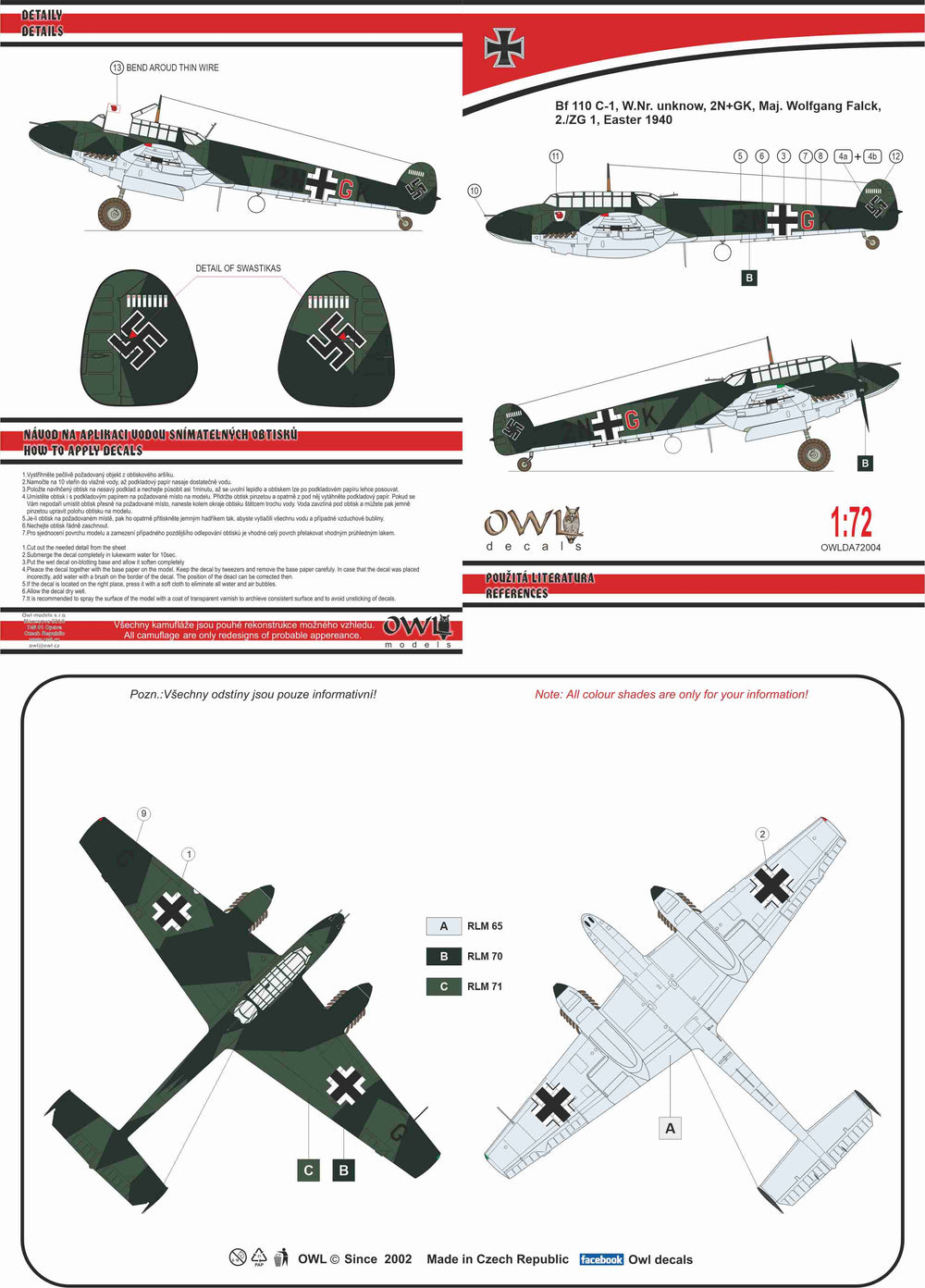 Owl OWLDA72004 1:72 Messerschmitt Bf-110C