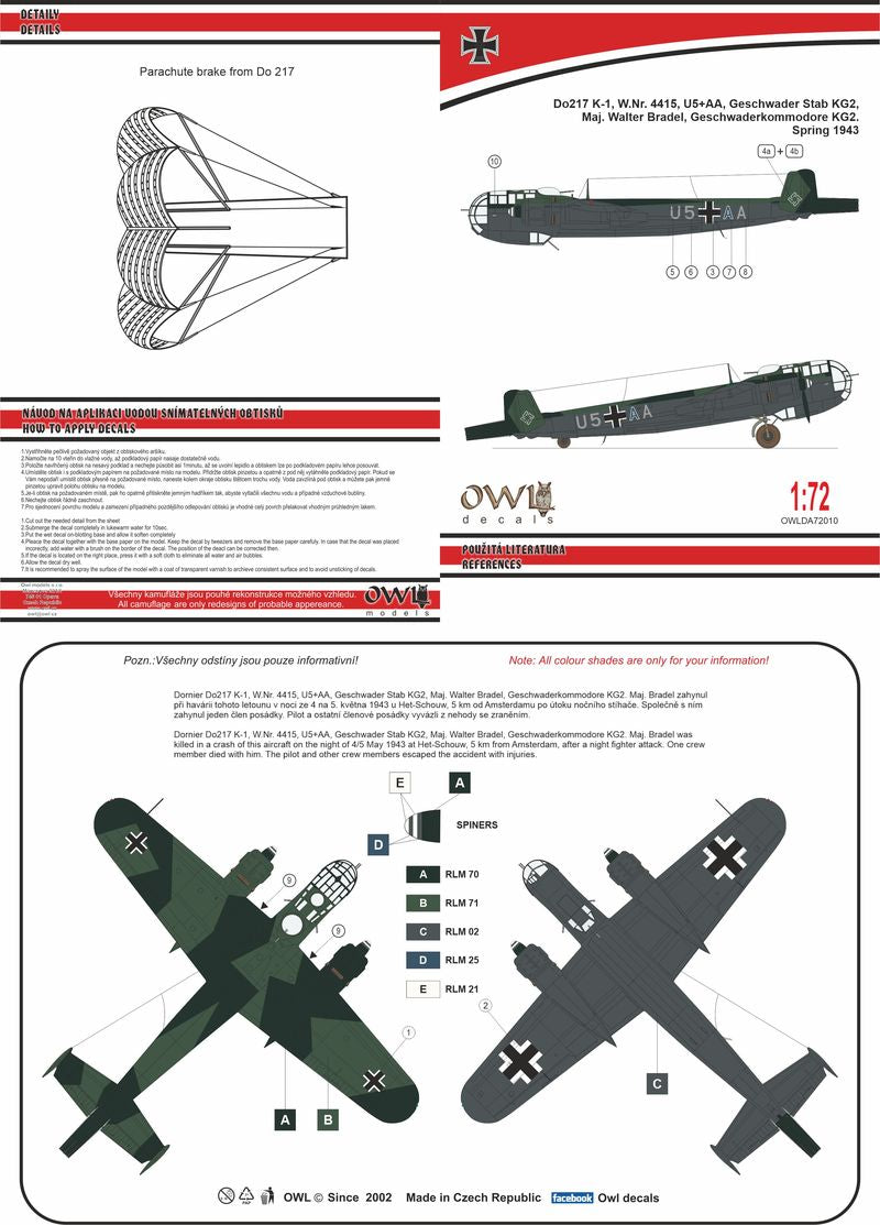 Owl OWLDA72010 1:72 Dornier Do-217K