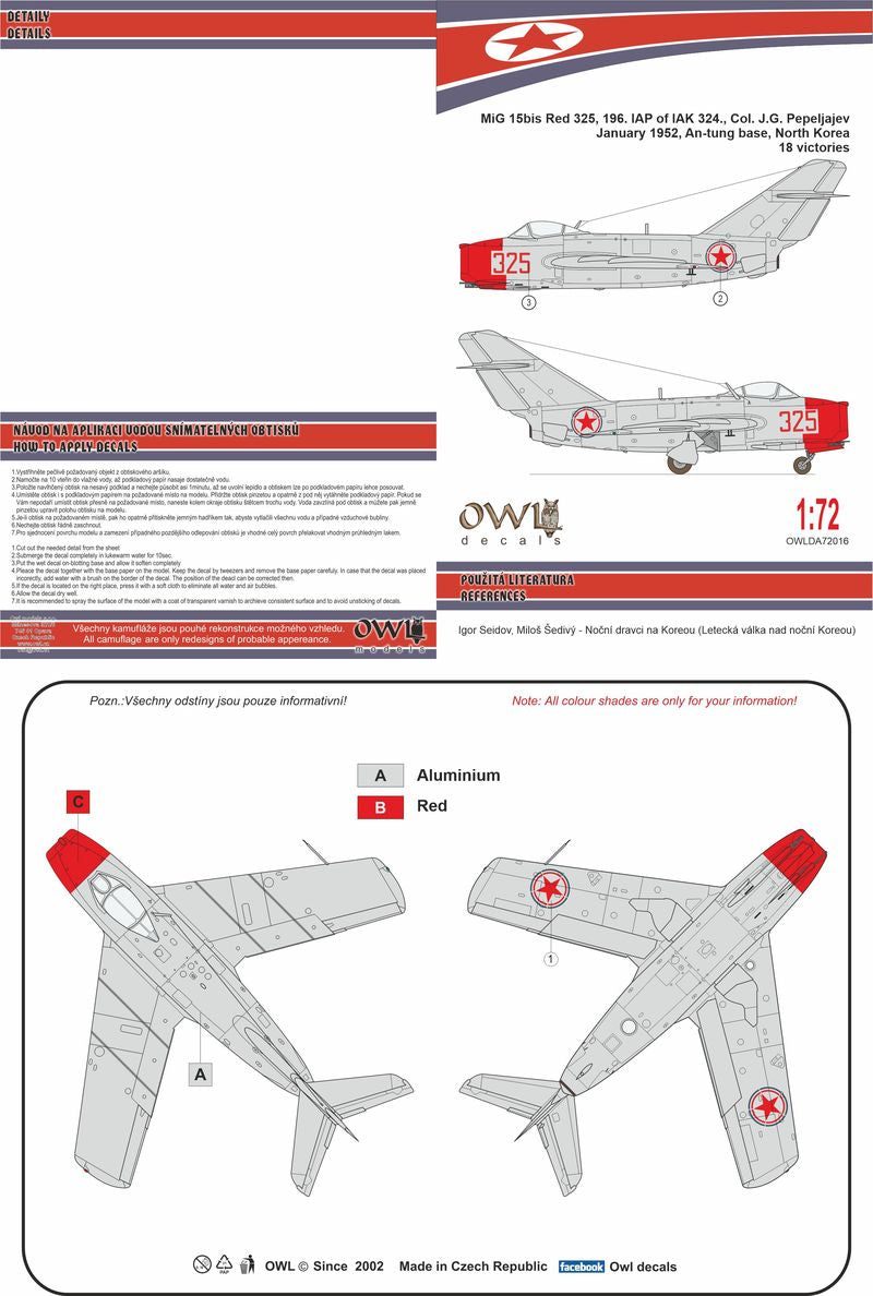 Owl OWLDA72016 1:72 Mikoyan MiG-15 Korean fighter