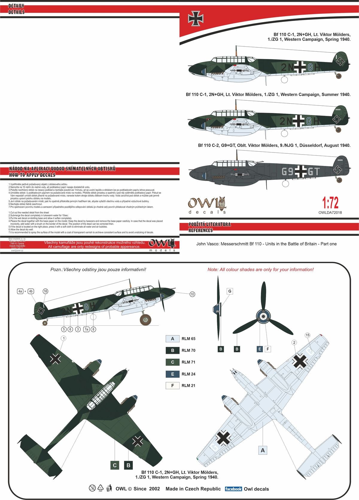Owl OWLDA72018 1:72 Messerschmitt Bf-110C