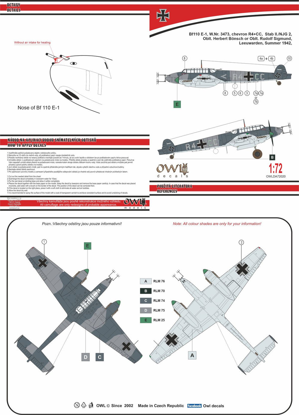 Owl OWLDA72020 1:72 Messerschmitt Bf-110E-1 with FuG 202
