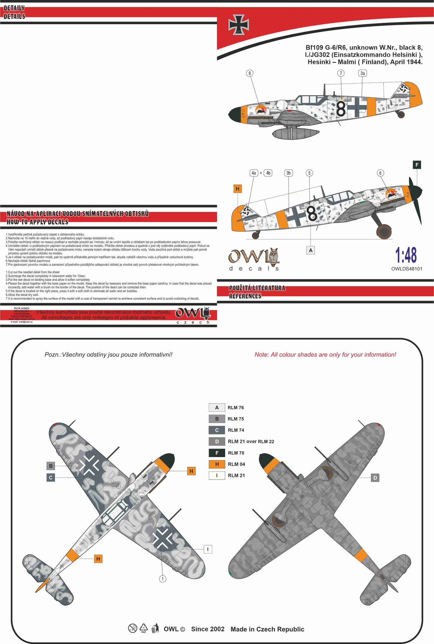 Owl OWLDS48101 1:48 Messerschmitt Bf-109G-6 Black 8