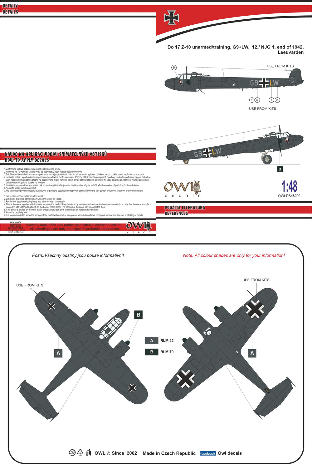 Owl OWLDS4892 1:48 Dornier Do-17Z-10 G9+LW