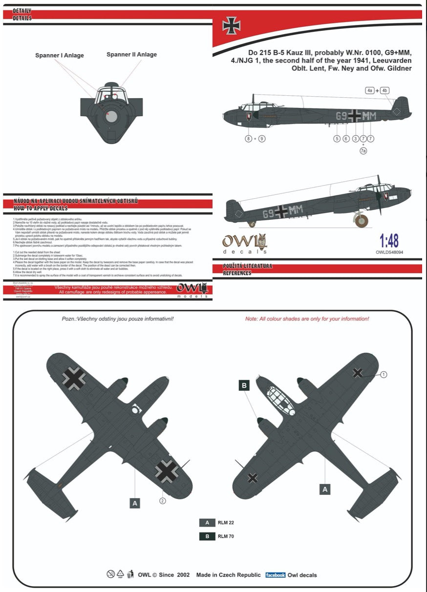 Owl OWLDS4894 1:48 Dornier Do-215B Part II